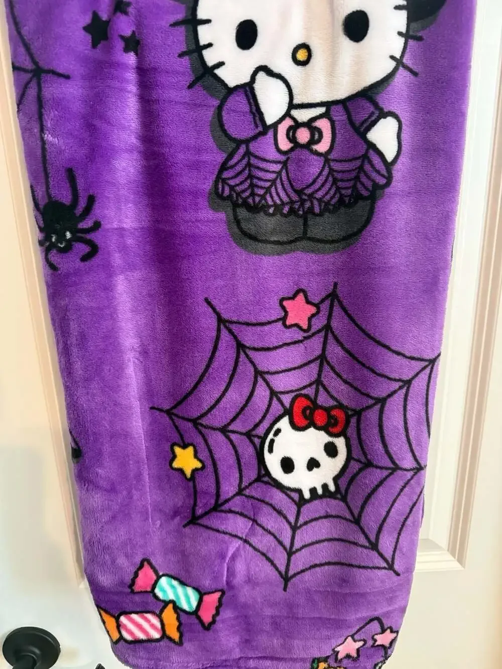Hello Kitty Halloween Witch and Skull Spider Web Throw Blanket 50 in x 70 in